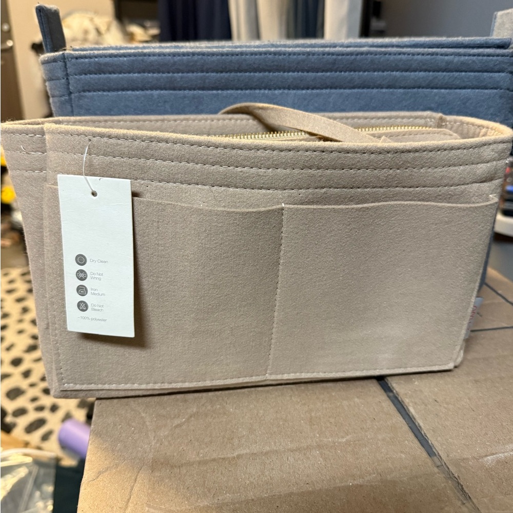 Slender Medium and Beige Felt Organizer with Pockets
